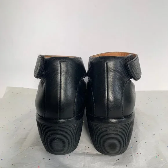 Clarks Artisan Clarene Tide Black Leather Ankle Strap Platform Wedges - Size 6.5 - Picture 10 of 16